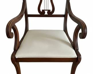 Duncan Phyfe Style Lyre Back Armchair and Dining Chairs