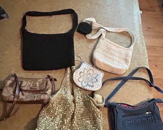 Assorted Womens Handbags Lot Including Crochet, Beaded, and Sequined Styles