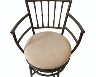 Wrought Iron Spindle Back Swivel Bar Stool with Upholstered Seat