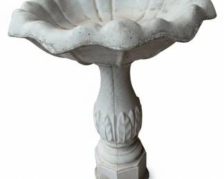 Scalloped Edge Concrete Bird Bath