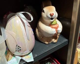 Assorted Ceramic and Glass Holiday Decorations Snowmen and Easter Bunnies second image