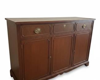 Vintage Mahogany Duncan Phyfe Style Sideboard with Silverware Set