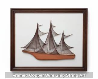 Framed Copper Wire Ship String Art
