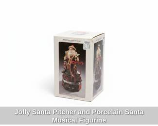 Jolly Santa Pitcher and Porcelain Santa Musical Figurine second image