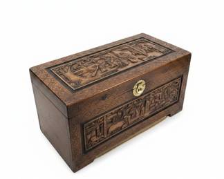 Antique Chinese Carved Camphor Wood Chest