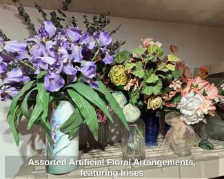 Assorted Artificial Floral Arrangements, featuring Irises