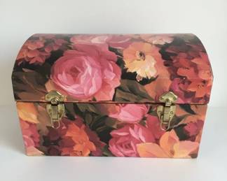 Vintage Floral Fabric Covered Dome Jewelry Box