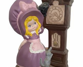 Vintage Childrens Story Lamp with Grandfather Clock Base Byron Molds Style second image