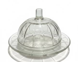 Anchor Hocking Old Cafe Clear Glass Butter Dish with Lid