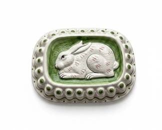 Vintage Ceramic Bunny Molds and Framed Rabbit Art fourth image