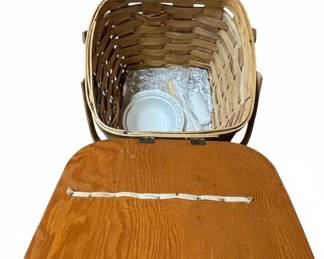 Vintage Longaberger Picnic Basket with Lid and Accessories second image