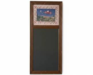 Framed Mirror with Folk Art Panel