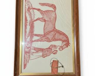 Framed Lithograph of Horse and Rider by George Ford Morris