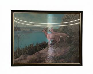 Home Interiors Homco Buck Stag Deer in Forest Framed Print