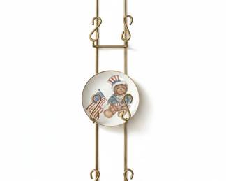Vintage Gold Metal Tier Wall Plate Rack with Bow Accents second image