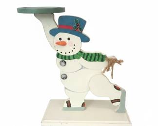 Wooden Snowman Candle Holder