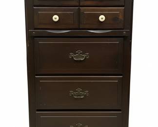 Dark Wood Tall Dresser with Ceramic Knobs