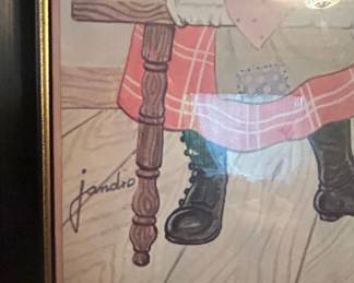 Jand Lithographs Children and Poodle or Girl Ironing fourth image