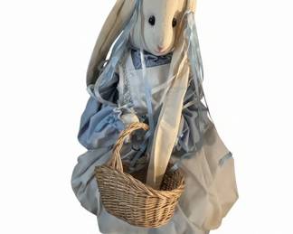 Vintage Easter Bunny Doll with Basket and Granny Broom Doll