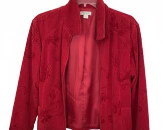 Christopher Banks Womens Red Velvet Textured Jacket