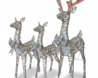 Tangkula Piece Christmas Lighted Iridescent Reindeer Family Set