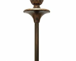 Vintage Brass Floor Lamp with Leopard Print Drum Shade second image