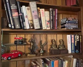 Collection of Historical Books, Model Cars, and Collectible Busts
