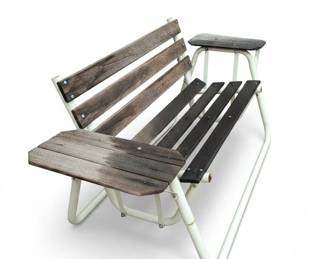 Vintage Wooden Slat Glider Bench