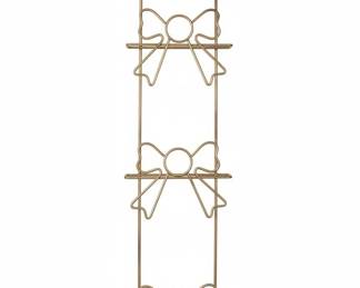 Vintage Gold Metal Tier Wall Plate Rack with Bow Accents