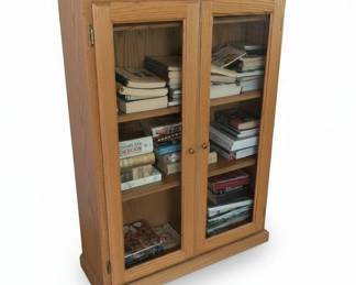 Oak Display Cabinet with Glass Doors