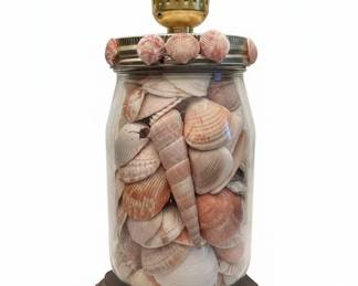 Vintage Seashell Filled Jar Table Lamp second image