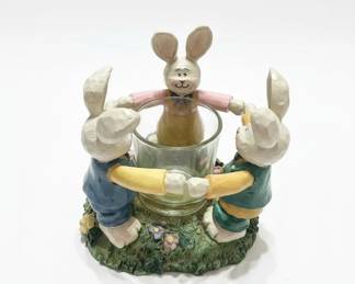 Ceramic Easter Bunny Figurines and Basket Collection fourth image
