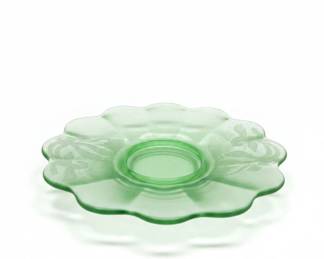 Assorted Vintage Glassware and SilverPlated Serving Pieces, including Uranium Glass second image