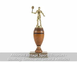 Assorted Vintage Sports Trophies Bowling, Tennis, and General Athletics