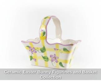 Ceramic Easter Bunny Figurines and Basket Collection second image