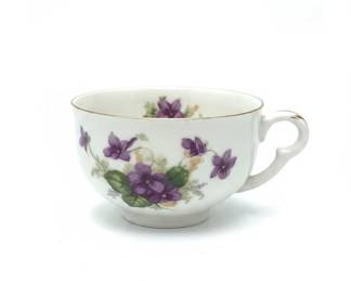 Vintage Violet Pattern Teacups with Gold Rim second image