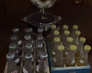 Pepsi and Cunnington Soda Bottles in Crates with Gramophone Horn