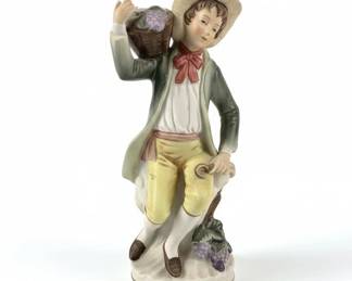 Homco Porcelain Figurine Boy with Grapes
