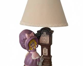 Vintage Childrens Story Lamp with Grandfather Clock Base Byron Molds Style