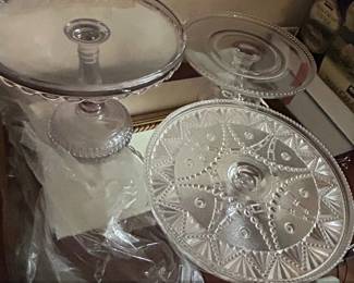 Set of Vintage Pressed Glass Cake Stands