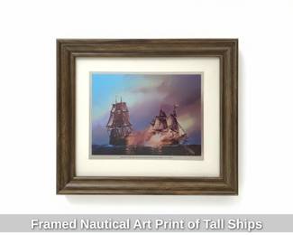 Framed Nautical Art Print of Tall Ships