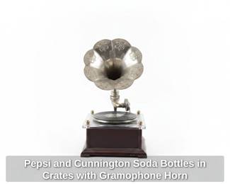Pepsi and Cunnington Soda Bottles in Crates with Gramophone Horn second image