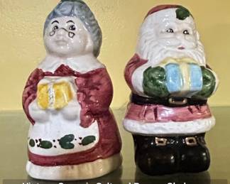 Vintage Ceramic Salt and Pepper Shakers Santa and Mrs. Claus