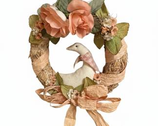Fabric Goose Wreath with Flowers