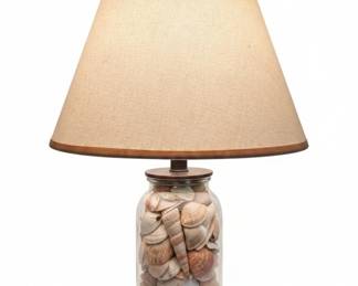 Vintage Seashell Filled Jar Table Lamp