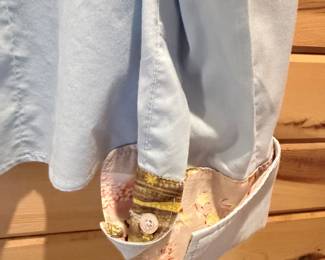 Men's Light Blue Dress Shirt with Floral Print Cuffs