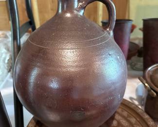Brown Stoneware Jug with Cork Stopper