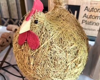 Hand-Crafted Straw Chicken Figurine