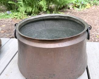 Antique Copper Cauldron with Iron Handles