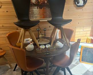 Pair of Arne Jacobsen "Egg" Chairs and a Danish Modern Dining Set